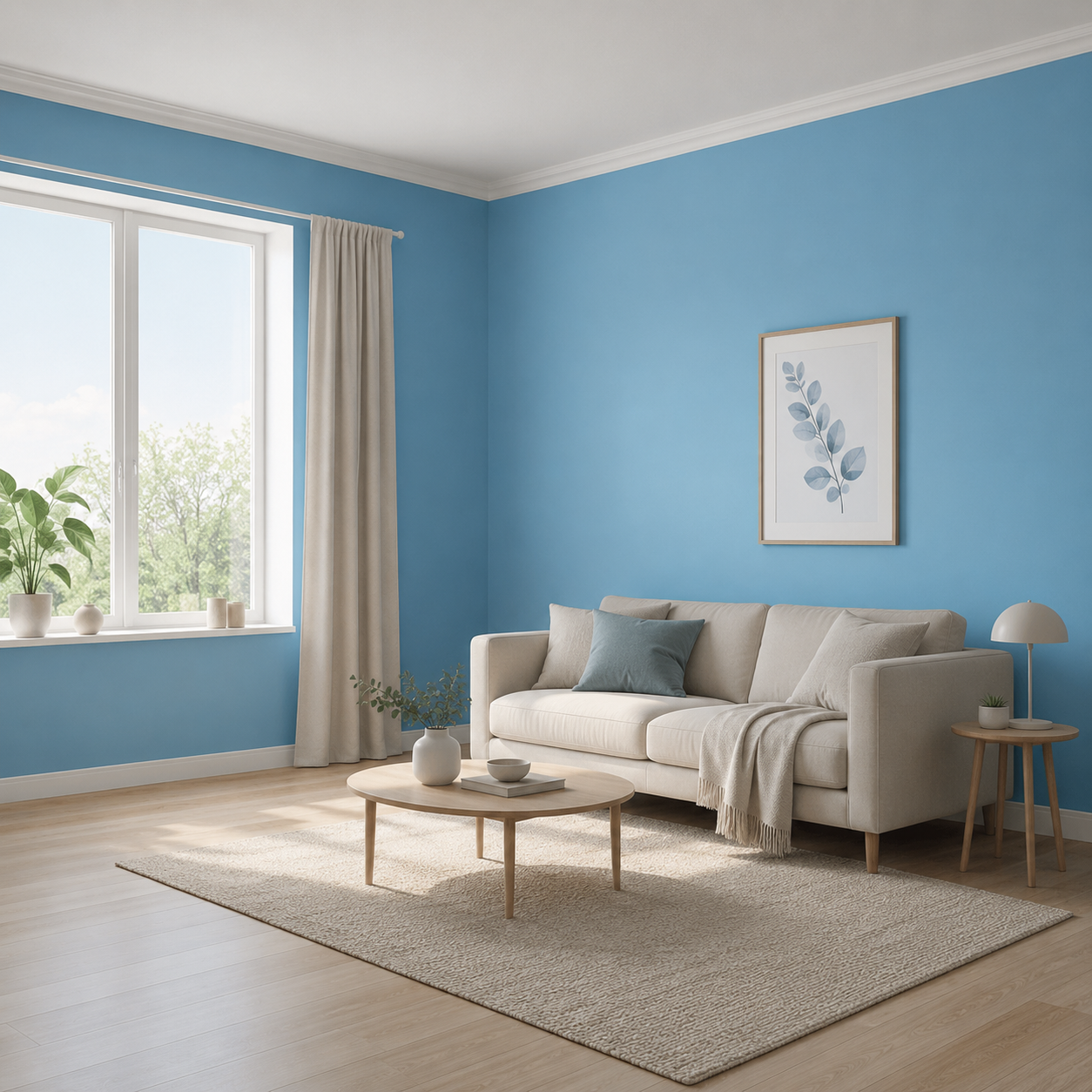 Light blue living room wall paint